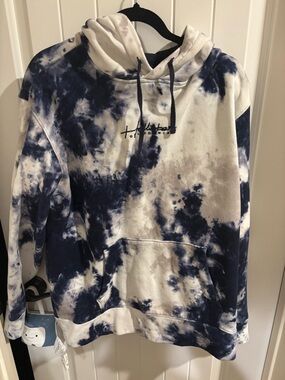 Hollister Must Have Collection Men's Tie-Dye Crewneck Hoodie - Navy & White - XL